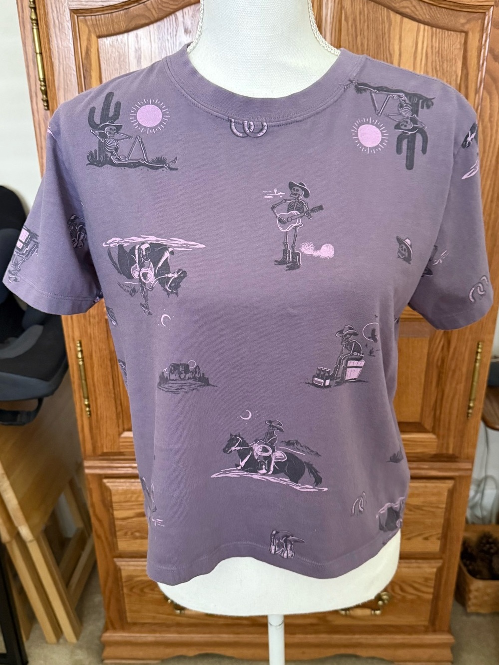 Life Is Good Cowboy Skeleton Print Boxy Crusher Tee